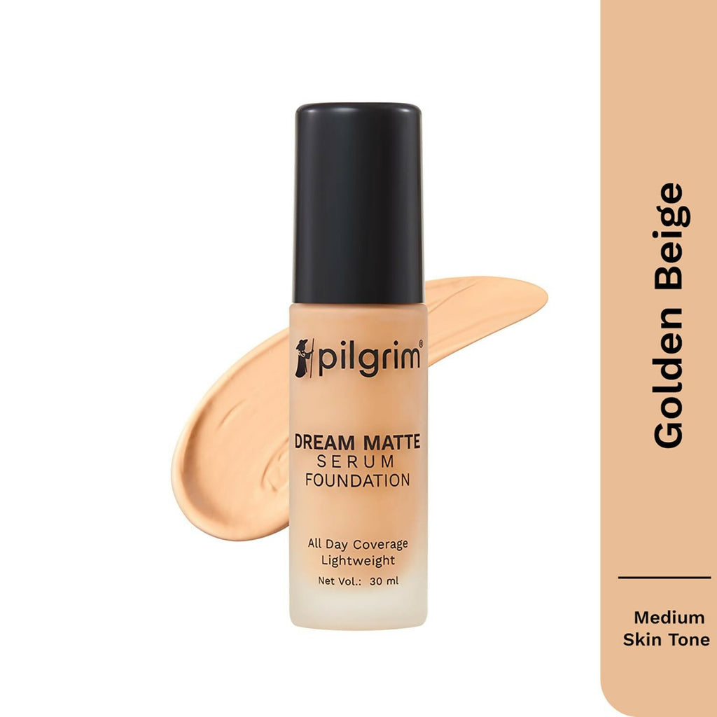 Pilgrim Dream Matte Serum Foundation With Matte & Poreless All Day Coverage Lightweight - Golden Beige | Grocsy