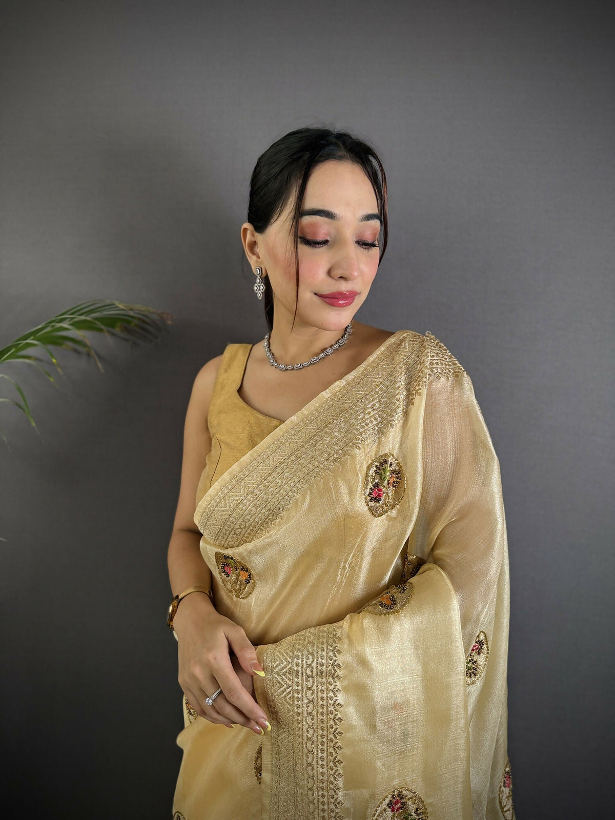 Joban Fashion Light Yellow Handloom Banarasi Organza Silk Khatali Butta Work Saree | Grocsy
