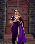 Joban Fashion Blue 9000 Velvet Party Wear Sarees | Grocsy