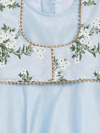 Ahalyaa Blue Poly Silk A-Line Girl's Kurta | Grocsy