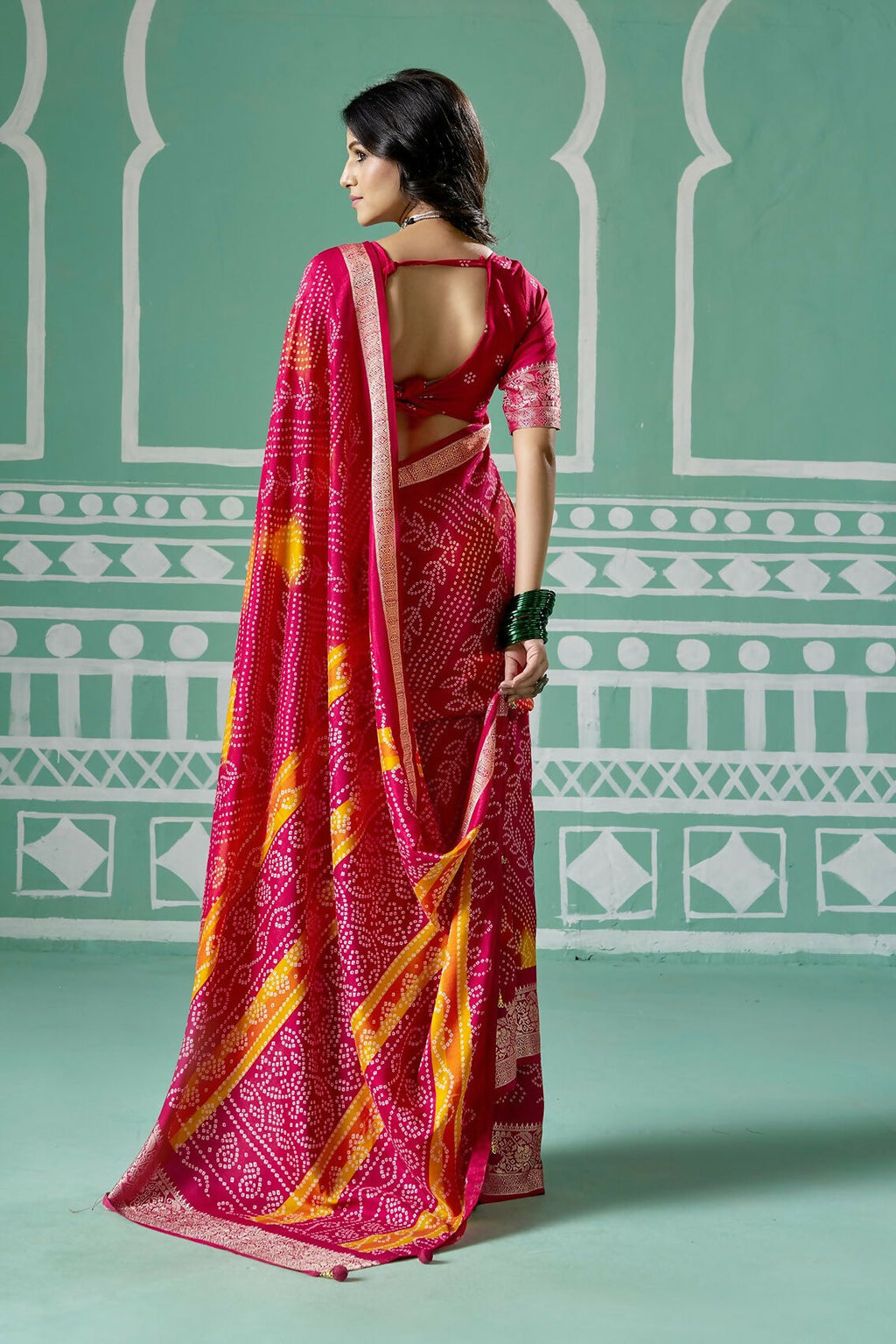 Joban Fashion Vicitra Silk Pink Soft Fabric With Digital Print Saree | Grocsy