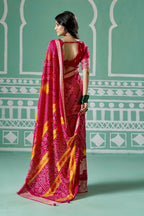 Joban Fashion Vicitra Silk Pink Soft Fabric With Digital Print Saree | Grocsy