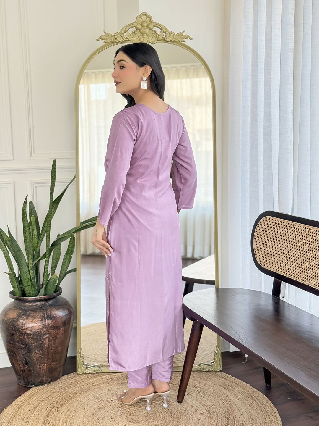 The52 Women Beautiful Thread work Rayon Fabric with Straight Kurta, Pant and Dupatta Set | Grocsy