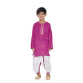 Little Bansi Boys Golden Striped Kurta and Dhoti - Purple and Cream | Grocsy