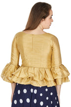 Aastha Fashion Women's Beige Art Silk Bell Sleeves attire with Poly Cotton Lining Blouse | Grocsy