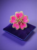 Inhanns Rang-E-Roshan Adjustable Ring – Handmade Crystal Statement Ring - Pink | Grocsy