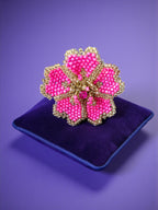 Inhanns Rang-E-Roshan Adjustable Ring – Handmade Crystal Statement Ring - Pink | Grocsy