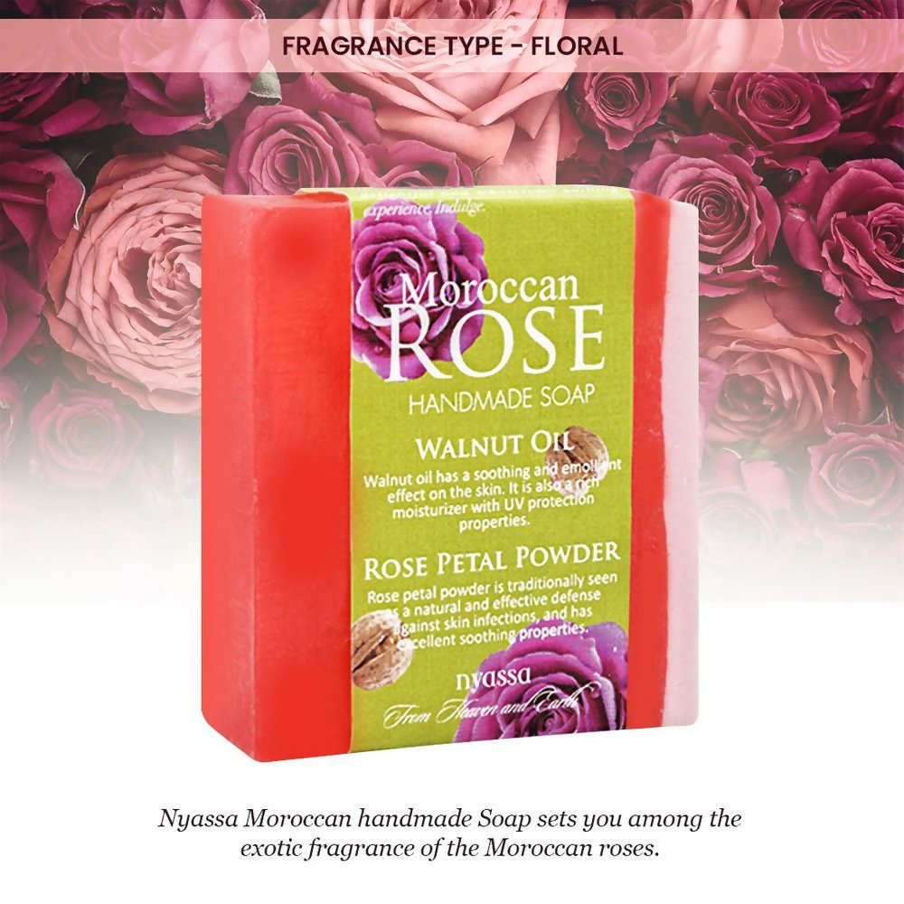 Nyassa Moroccan Rose Soap Walnut Oil & Rose Powder | Grocsy