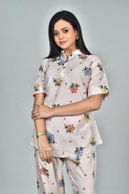Morchari Digital Print Semi Muslin Co-Ord Set Top & Trouser-Multicolor | Grocsy