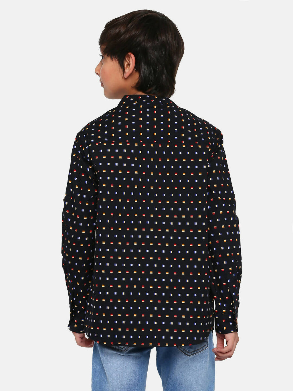 Manet Ethnic Full Sleeves Multi Clour Shirt - Black | Grocsy