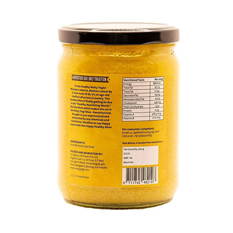 Nutty Yogi Pure Bilona A2 Cow Ghee | 100% Pure and Premium | Cultured Desi Cow Ghee From A2 Milk | Grocsy