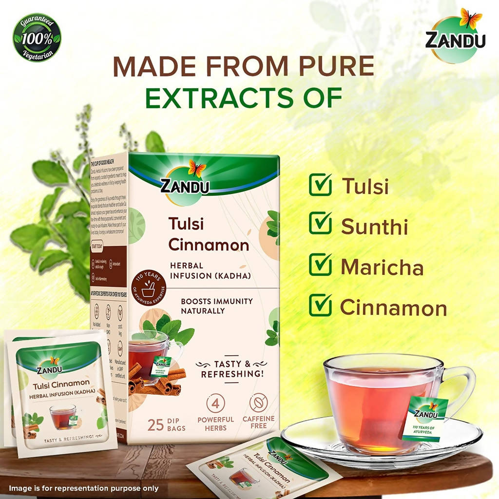 Zandu Tulsi Cinnamon Ayurvedic Infusion Tea | Grocsy