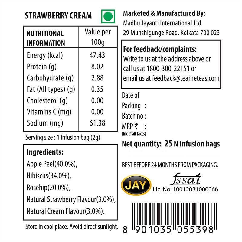 Teame Strawberry Cream Celebrate Tea Bags | Grocsy