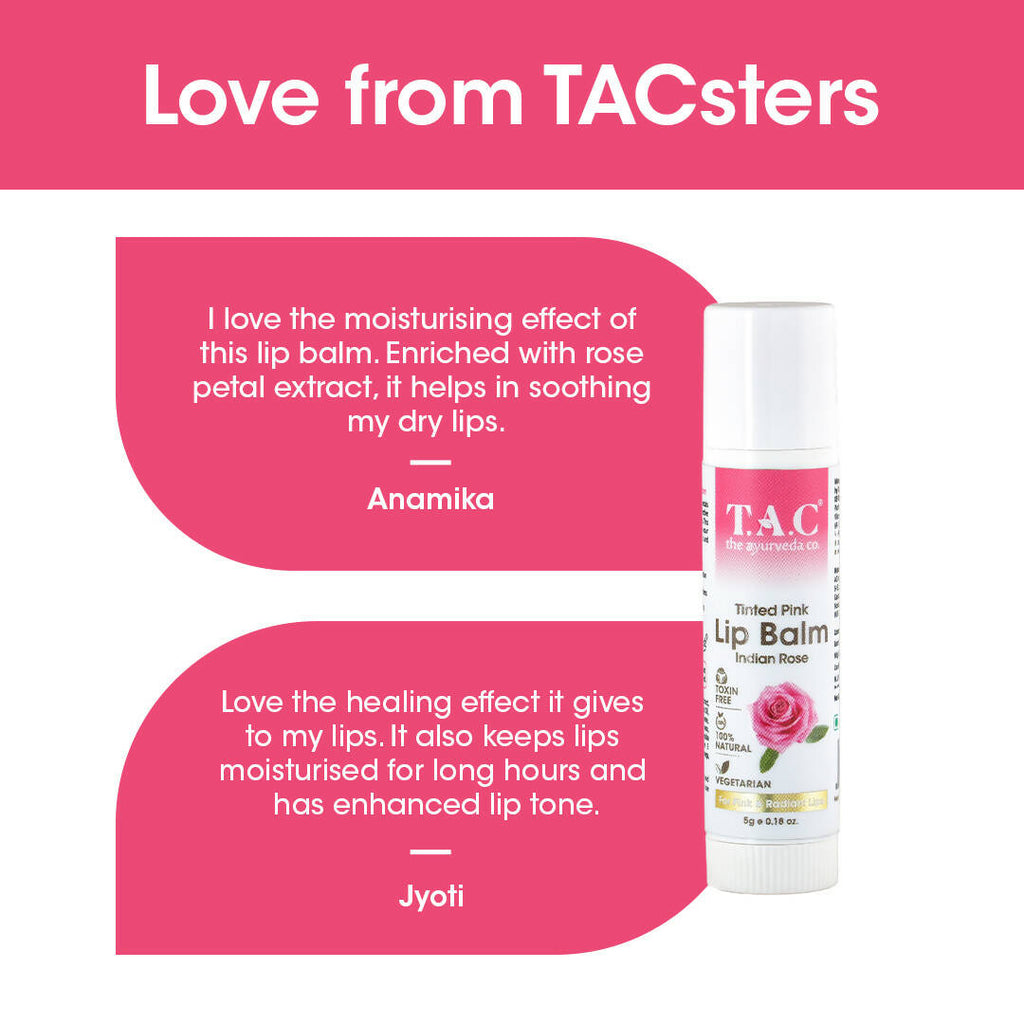 TAC - The Ayurveda Co. Tinted Indian Rose Vegan Lip Balm | Grocsy