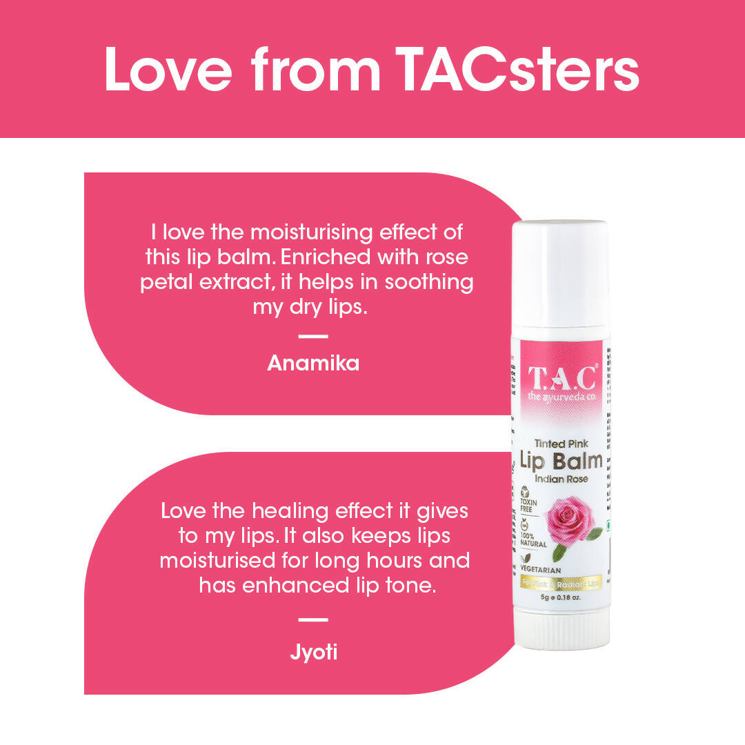 TAC - The Ayurveda Co. Tinted Indian Rose Vegan Lip Balm | Grocsy