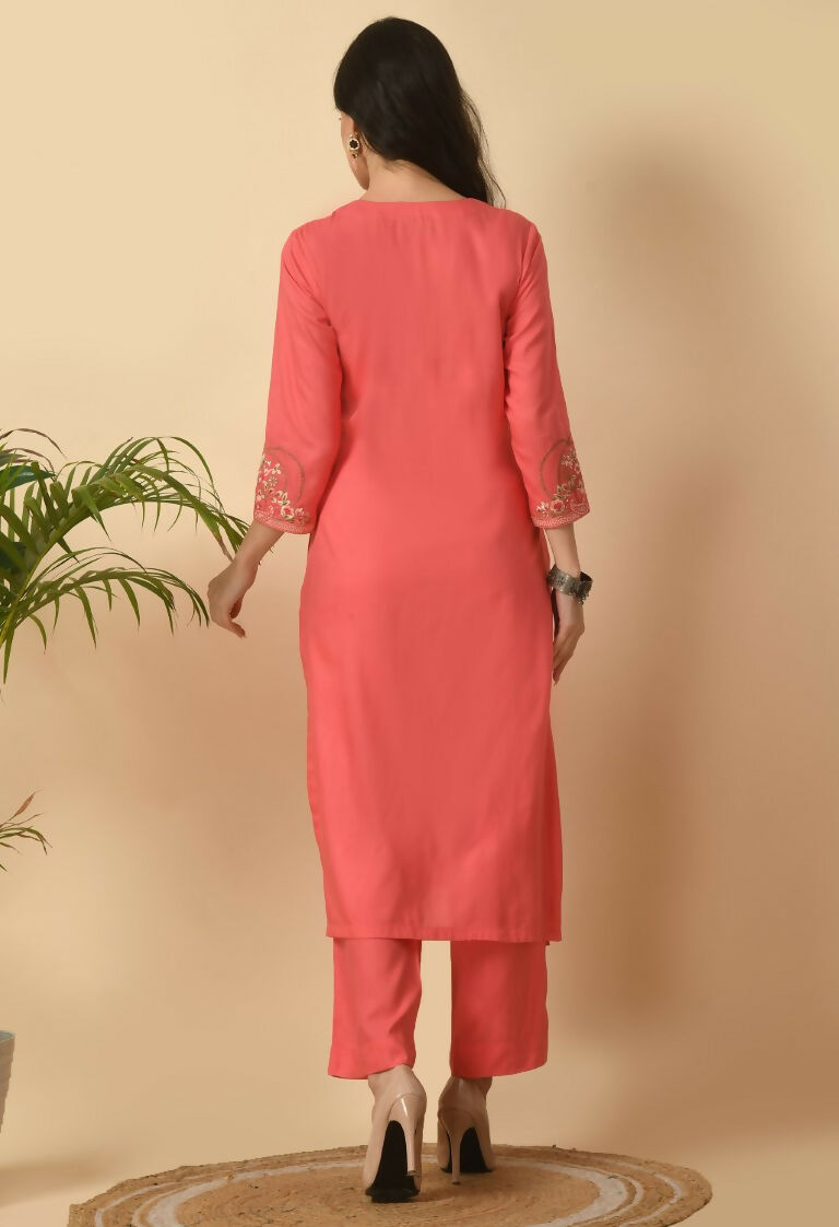 Joban Fashion Coral Cotton Rayon Kurta Set | Grocsy
