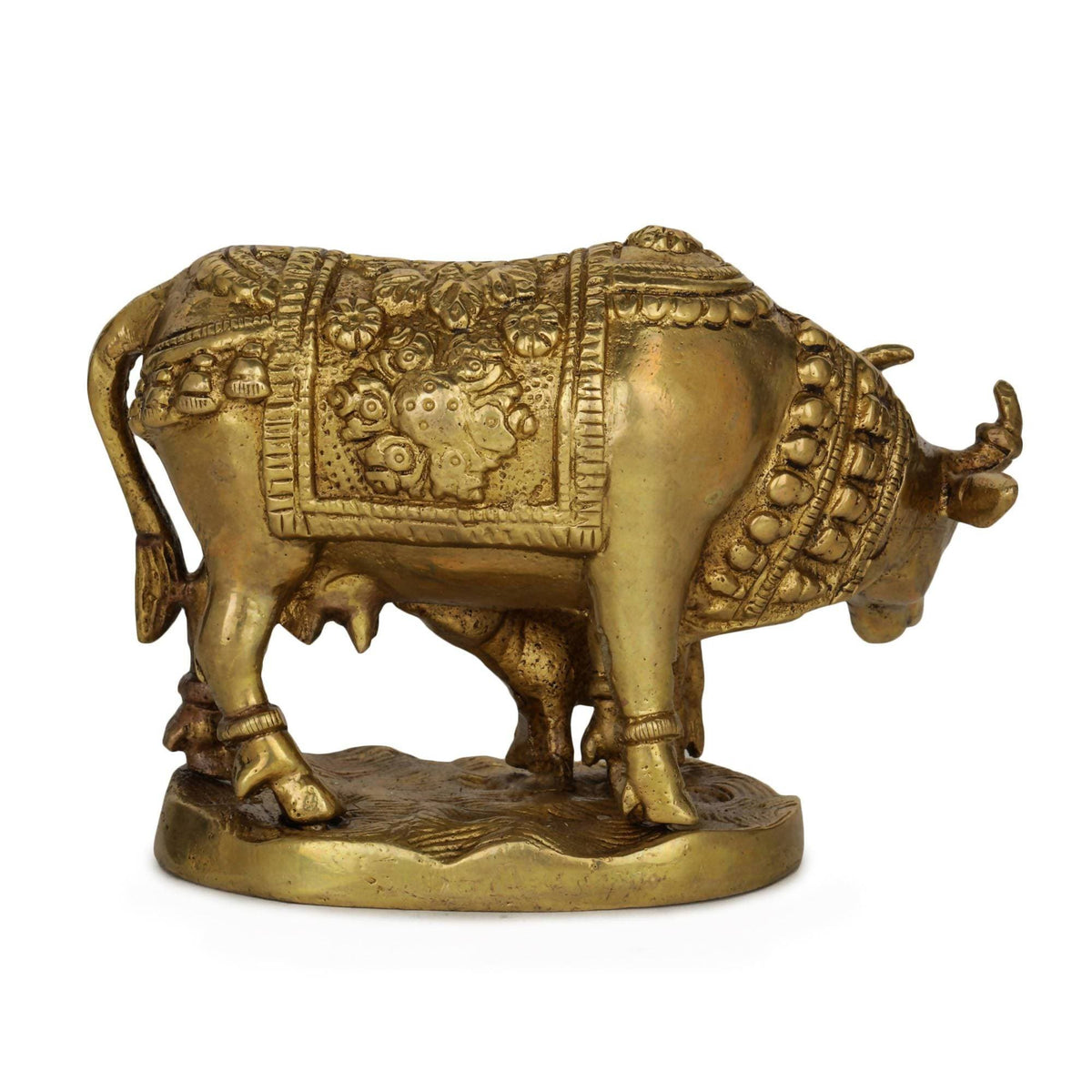 Devlok Lord Krishna's Kamdhenu Cow with Calf Idol | Grocsy