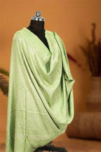 Weaving Mystery Handloom Pashmina Shawl-Kaani Zari - Pista | Grocsy