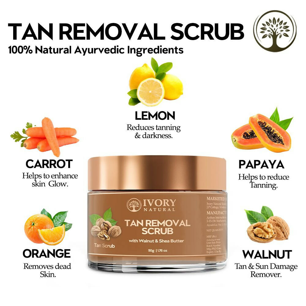 Ivory Natural Tan Scrub , Reduce Tan, Restores Radiant Skin Glow | Grocsy