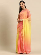 Ahalyaa Women's Traditional Semi Stitch Saree - Yellow | Grocsy