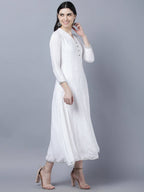 Myshka Women White Anarkali Kurta With Dupatta | Grocsy
