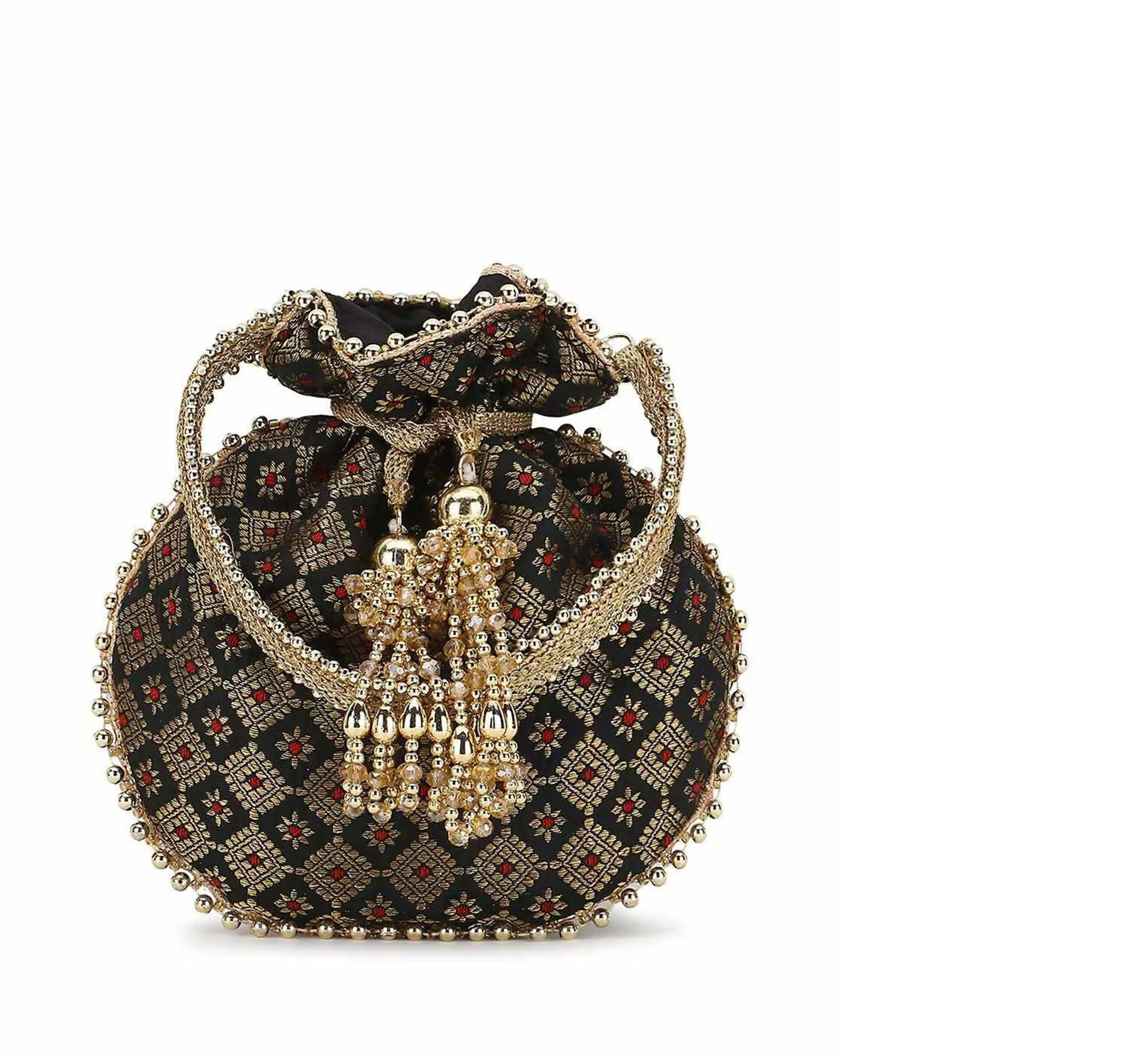Joban Fashion Embellished Potli Bag - Black | Grocsy