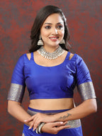 Lorenvalley Fashion Blue Soft Silk Woven Design Gold Zari Weaving Saree | Grocsy