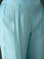 Blue Crystal Organza schiffli embroidery Kurta With Trouser & Dupatta - Bhumi | Grocsy