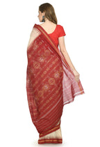 Vamika Sambalpuri Ikat Cotton Special Buti Tasrite & Maroon Saree | Grocsy