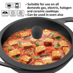 Hawkins Futura Cast Iron Nonstick Kadai with Glass Lid - Black (CIK15G) | Grocsy