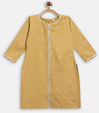 Ahalyaa Mustard Crepe Straight Kids Kurta Palazzo Set For Girls | Grocsy