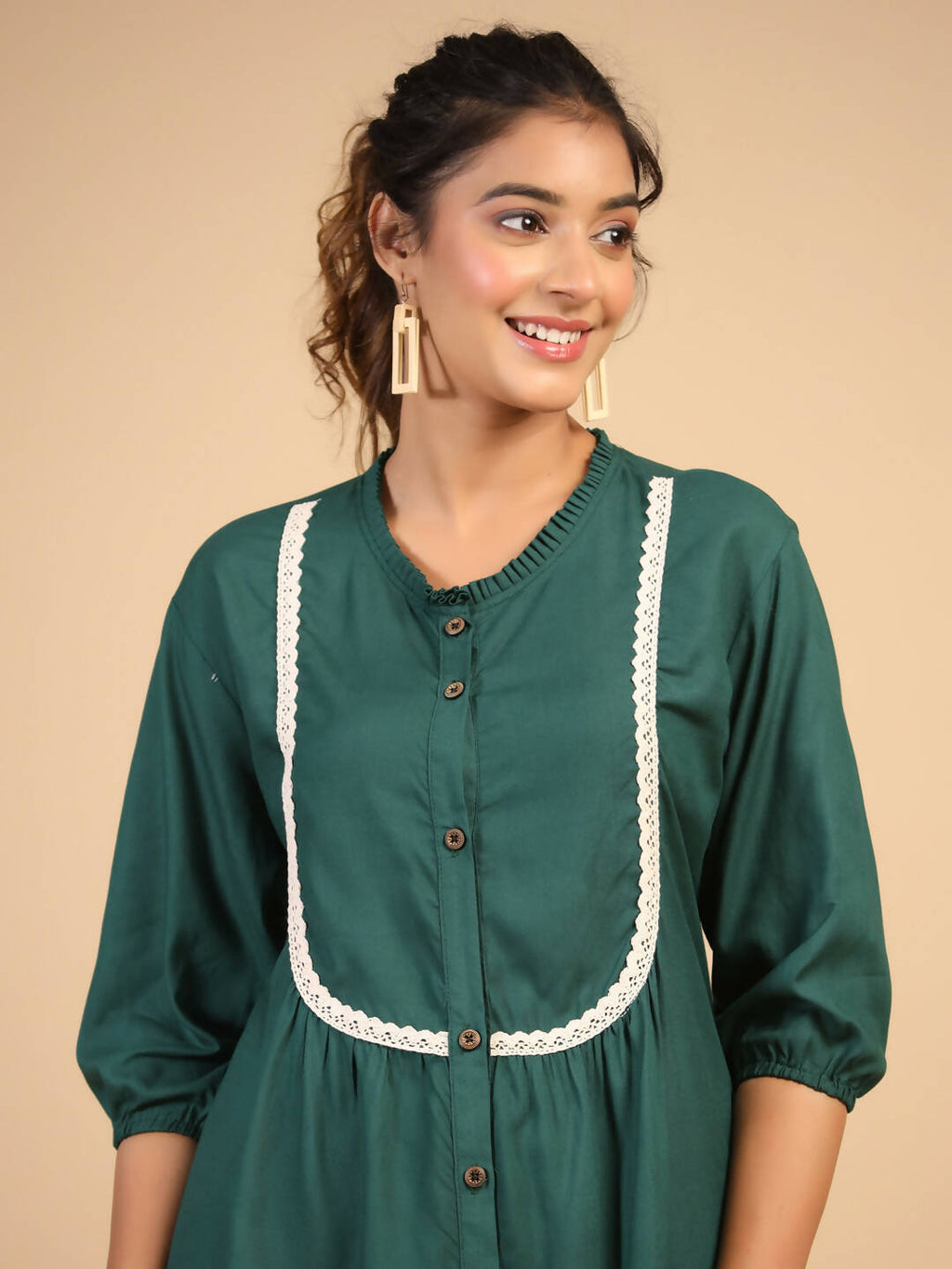 Womens Green Rayon Solid Top - Keeva | Grocsy