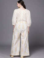 Ahalyaa Off White Printed Basic Jumpsuit | Grocsy
