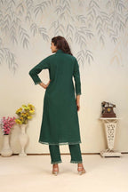 Jyoti Fashion Women's Bottle Green Rinkal Cotton Plain with Side Pocket Kurtis & Sets | Grocsy