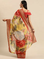 Ahalyaa Women's Traditional Semi Stitch Saree - Yellow | Grocsy