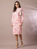 Myshka Women's Pink Printed Knee Length Party Embellished Skirts | Grocsy