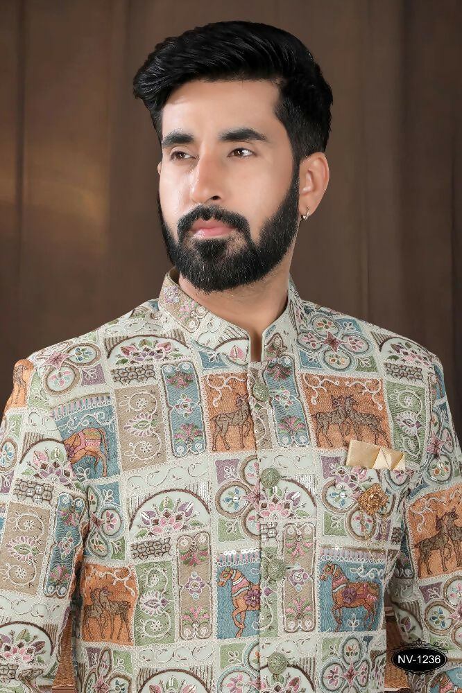 Joban Fashion Men's Base Pista(Multi Colours) Georgette Kurta with Pyjama | Grocsy