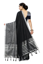 Vamika Black Cotton Silk Weaving Saree (Twitter Black) | Grocsy