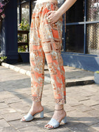 Orange Rayon Paisley Printed Top with Matching Bottom - Eesha | Grocsy
