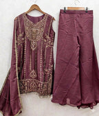 Teeya Creation Womens New Trendy Stylish Heavy Embroiedery With Beads Work Purple Kurta Set | Grocsy