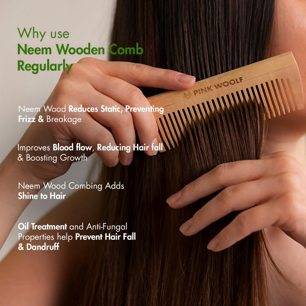 Pink Woolf Neem Wood Comb | Grocsy