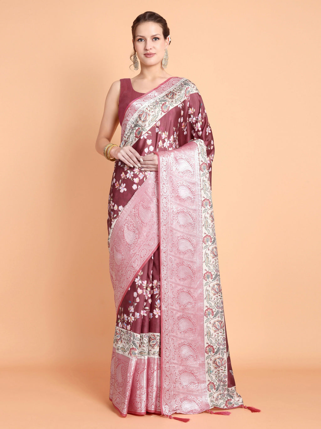 Vamsee Bhavi Maroon Georgette Saree | Grocsy