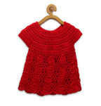 ChutPut Hand knitted Crochet Red Wedding Wool Dress For Baby Girls | Grocsy