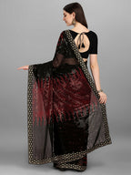 Vegaa Fashion Black Georgette Embroidered Party Wear Saree | Grocsy