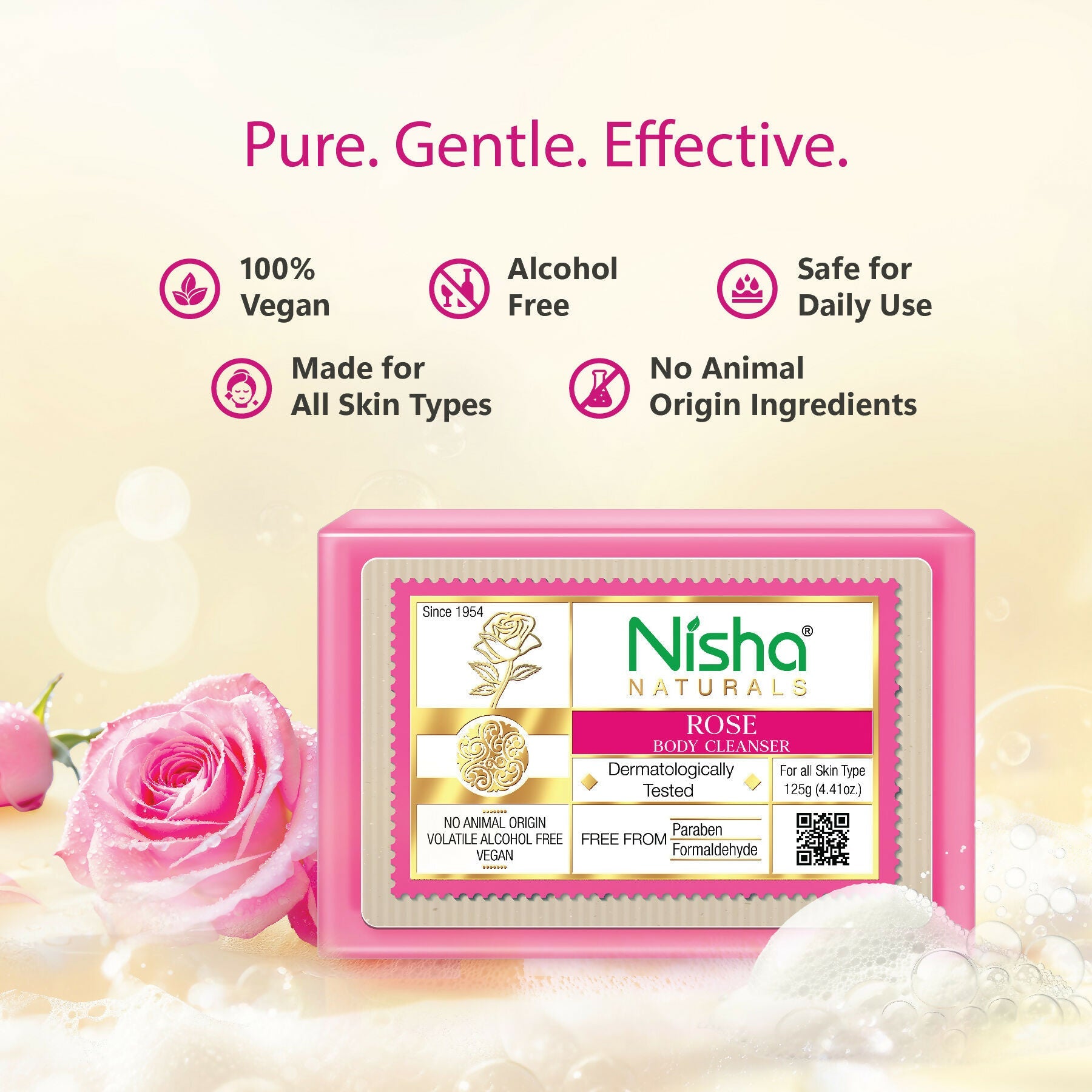 Nisha Rose Body Cleansing Soap Bar | Grocsy
