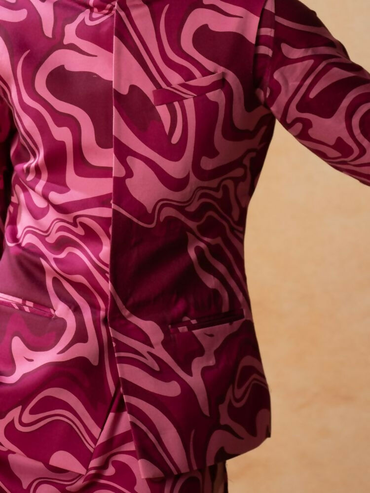 Abstract Marble Print Cotton Nehru Jacket Set by Hilo Design | Grocsy
