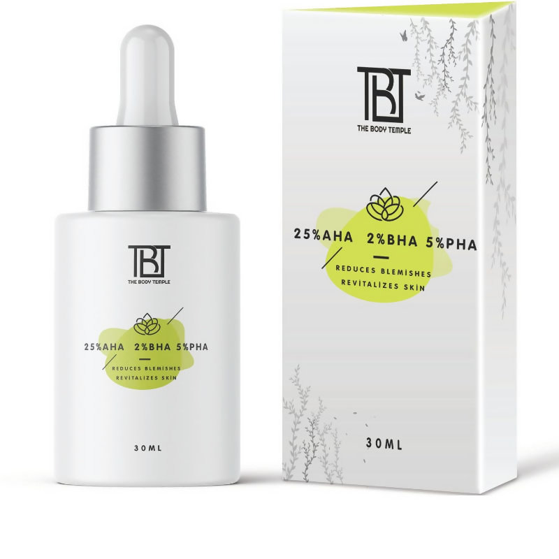 The Body Temple 25% AHA + 2% BHA & 5% PHA Peeling Solution for Face | Grocsy