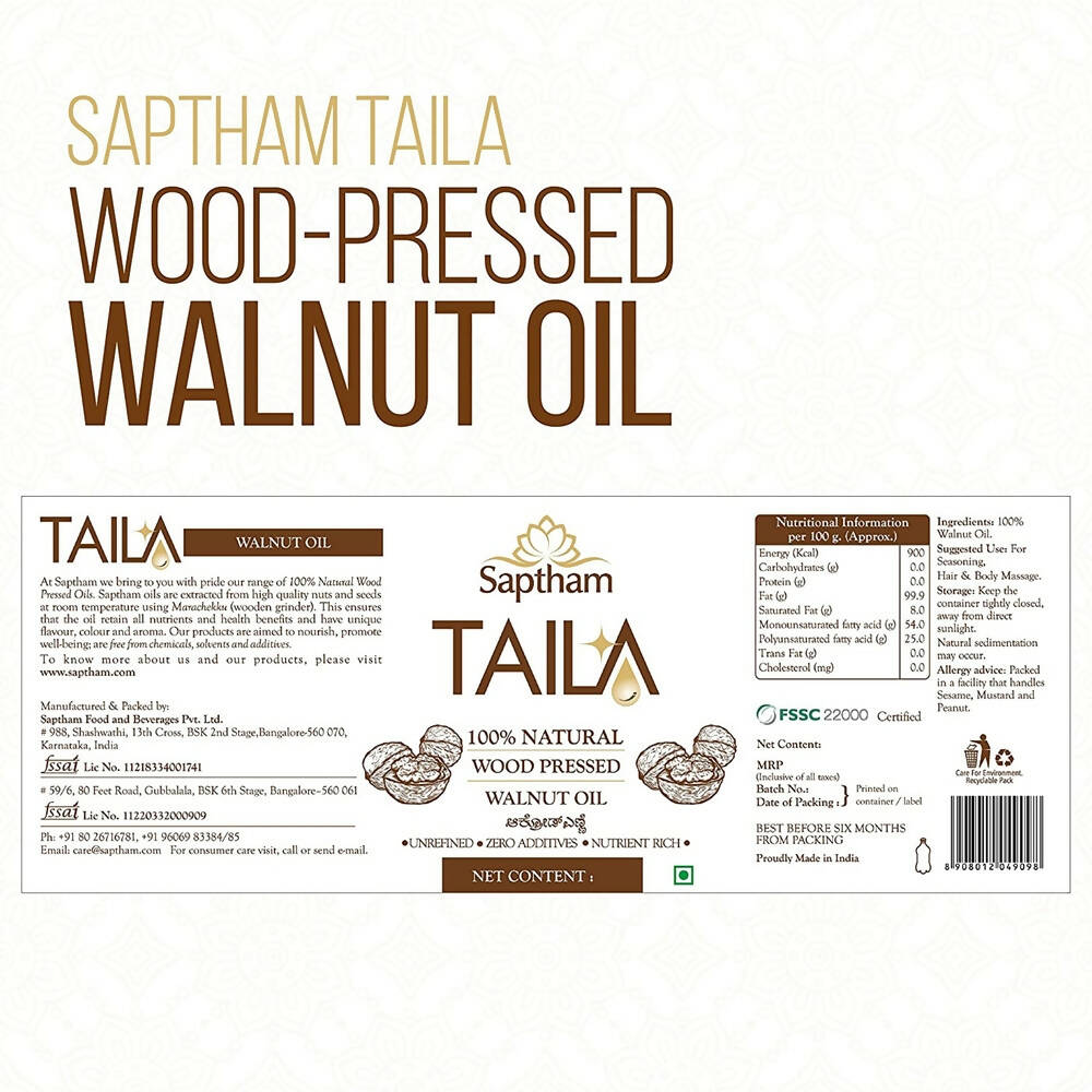 Saptham Taila 100% Wood Pressed Walnut Oil | Grocsy