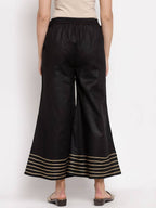 Myshka Women's Black Cotton Solid Casual Palazzo | Grocsy
