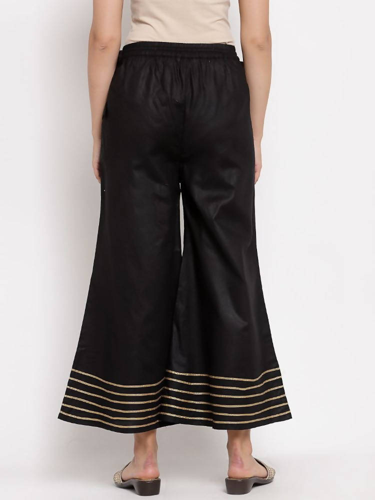 Myshka Women's Black Cotton Solid Casual Palazzo | Grocsy